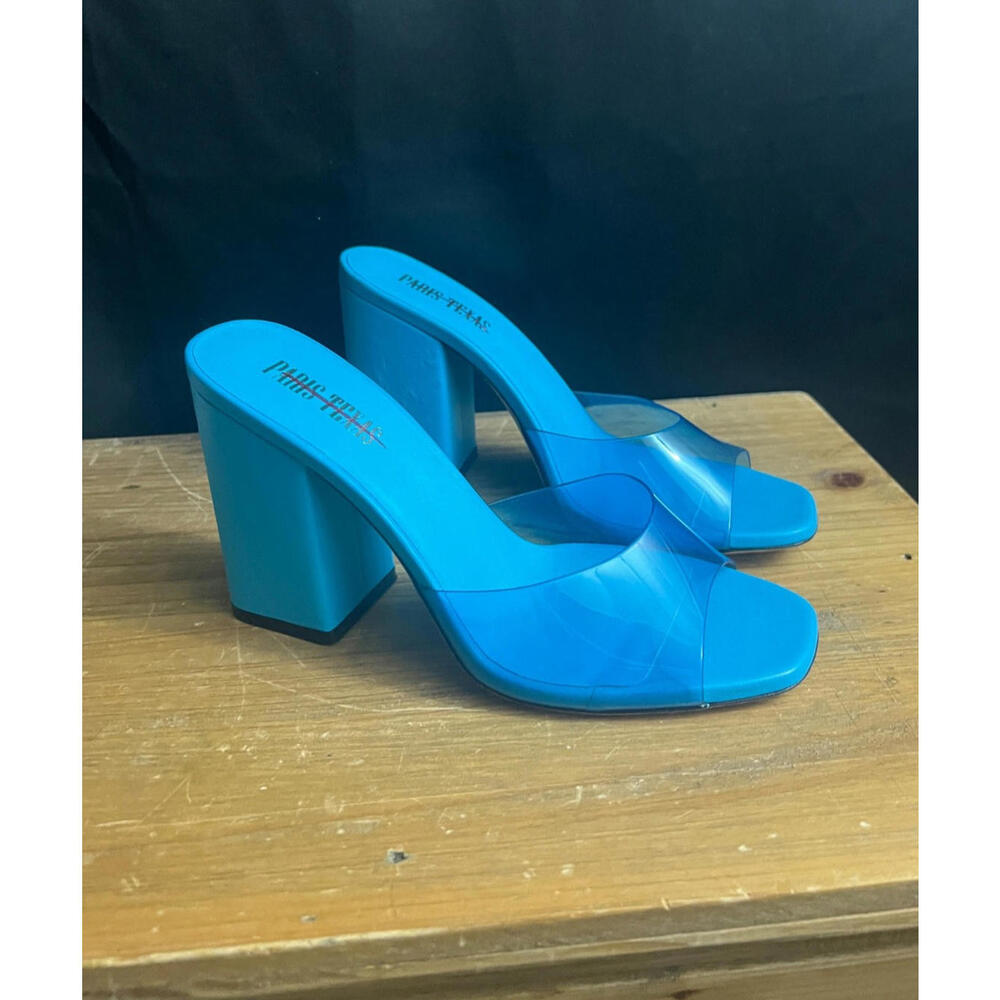 NWOB Paris Texas Women's TURQUOISE Anja Mule Sandal Shoes 37.5/US SZ 7.5 $650